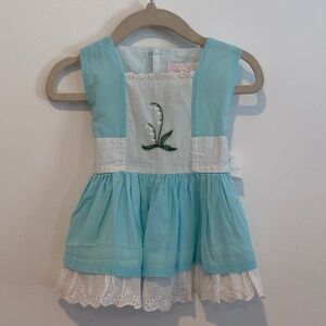 WDW Well Dressed Wolf Blue and White Lily of the Valley Embroidered Dress 12M